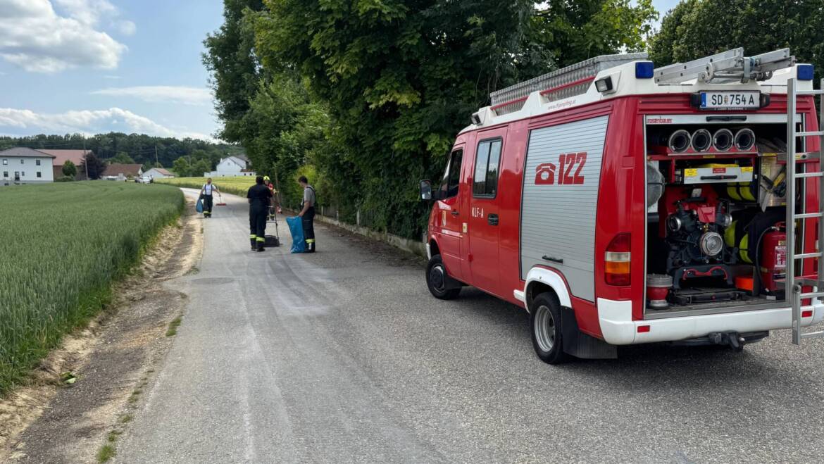 1 km lange Ölspur auf Güterweg